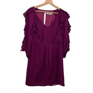 Tibi  SIK Purple Ruffle Sleeve V-Neck Mini  Dress Size 8 Womens Cocktail Party